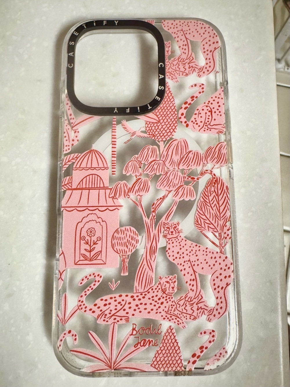 Casetify Pink Jungle Leopard Clear Phone Case by Bodil Jane 16 pro